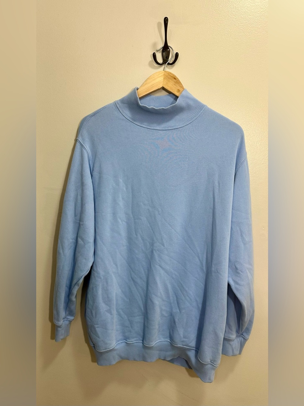 Aerie Alumni Mockneck Sweatshirt with Pockets Baby Blue Sz S